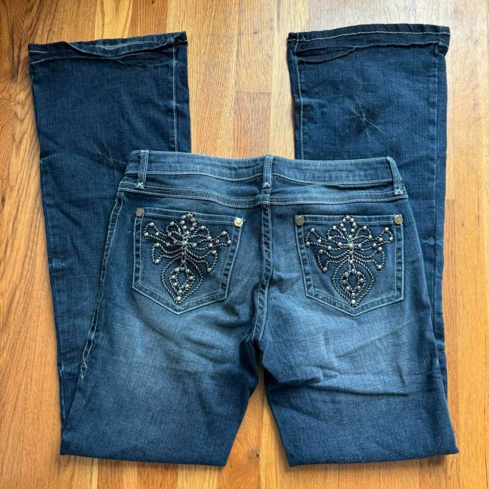 Wrangler Dark Blue Boot Cut Jeans with Embellished Pockets